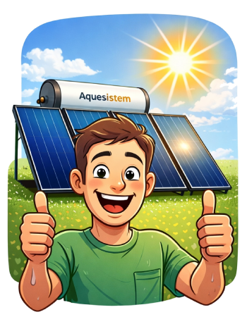 Pessoa feliz com aquecedor solar