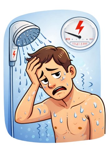 Pessoa triste sem aquecedor solar